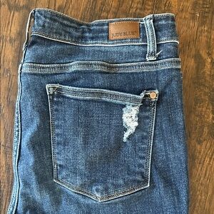 Judy Blue Distressed Dark Blue Skinny Jeans